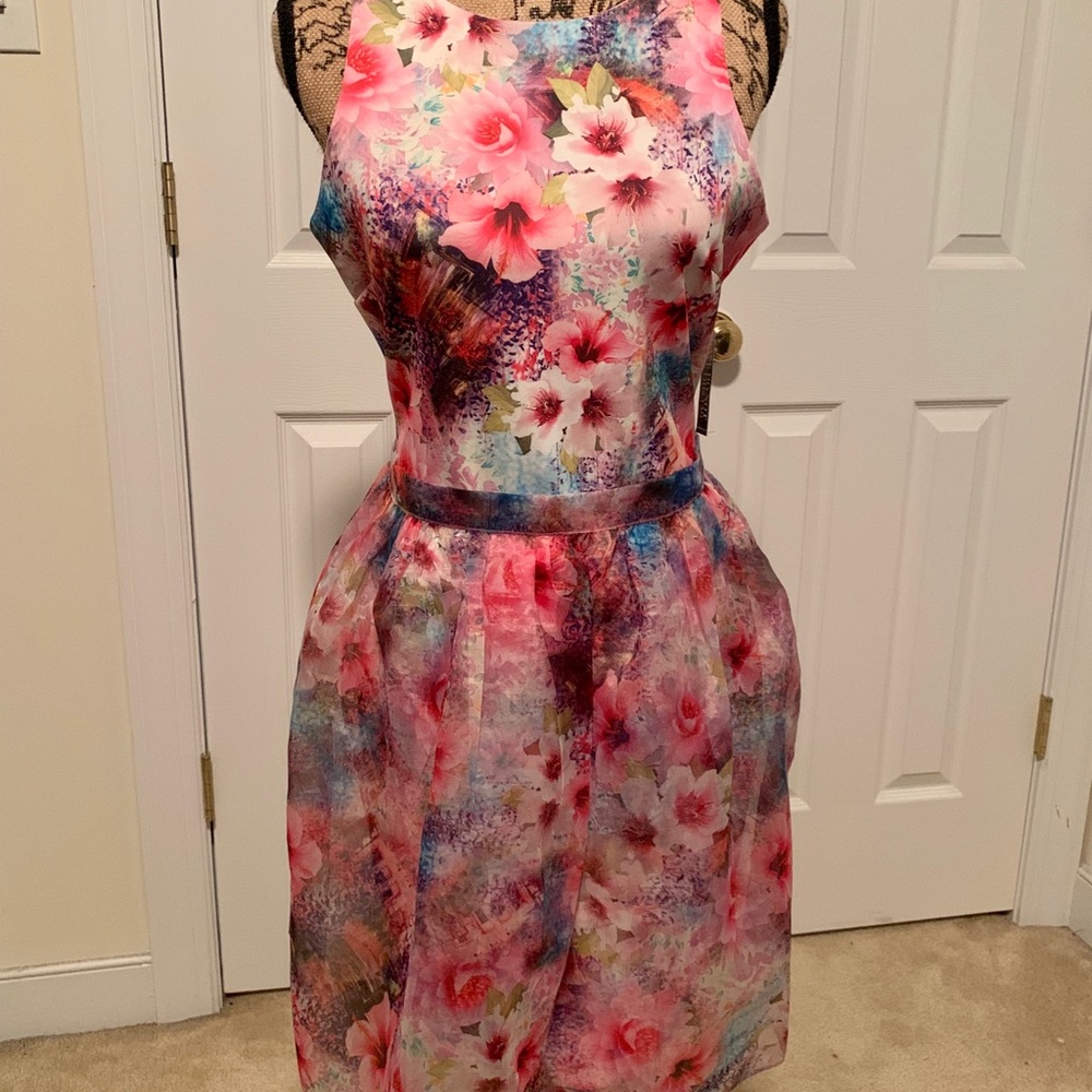 Floral watercolor cocktail dress